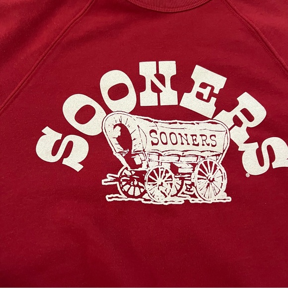 Charlie Hustle Brand Oklahoma Sooners Banner Crewneck Raglan Fleece Sweatshirt - Picture 3 of 8